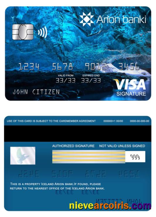 Iceland Arion visa signature card